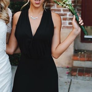 Deep V Black Floor Length Gown or Bridesmaid Dress